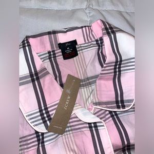 J Crew | Plaid Long Sleeve Button Front Sleepwear Shirt Top & matching Bottoms